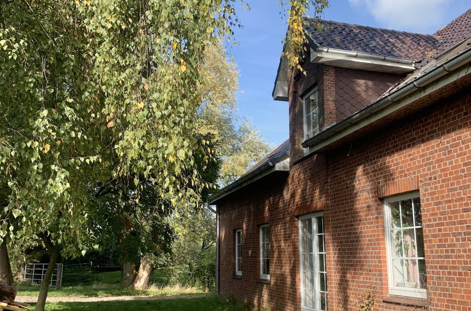 Haus Front mittelgross Ein schneebedecktes Haus